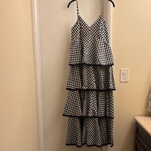 J Crew Tiered Gingham Cotton Dress